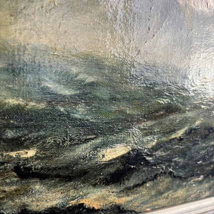 Authentic Seascape Oil Painting "Stormy Sea" Vintage Artwork Holland Art Shop
