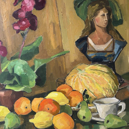 Year 1960 Colorful Still Life Oil Painting Framed Unique Hand Made Panel Art - HollandArtShop