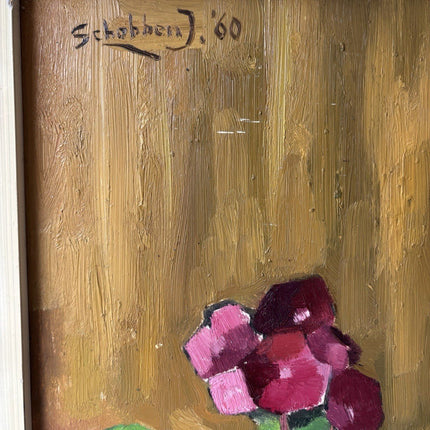 Year 1960 Colorful Still Life Oil Painting Framed Unique Hand Made Panel Art - HollandArtShop