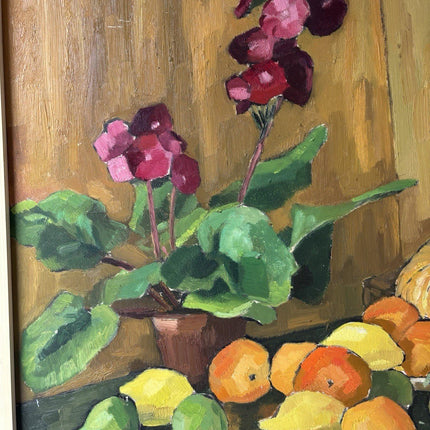 Year 1960 Colorful Still Life Oil Painting Framed Unique Hand Made Panel Art - HollandArtShop