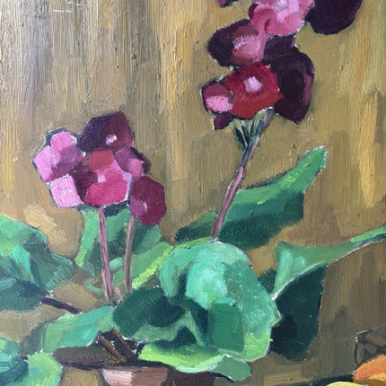 Year 1960 Colorful Still Life Oil Painting Framed Unique Hand Made Panel Art - HollandArtShop
