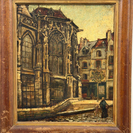 Expressive Cityscape Oil Painting "Gothic Facade" Refined Art Holland Art Shop