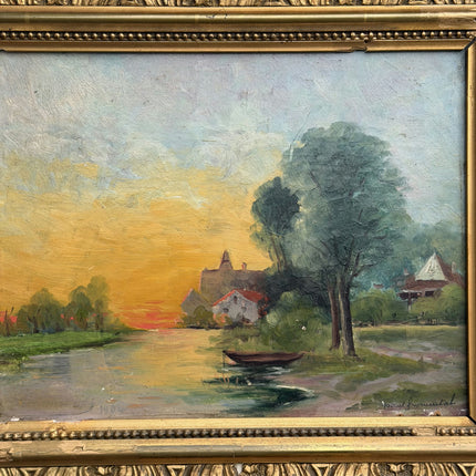 Authentic Landscape Oil Painting "Gilded Frame" Timeless Small Art Holland Art Shop